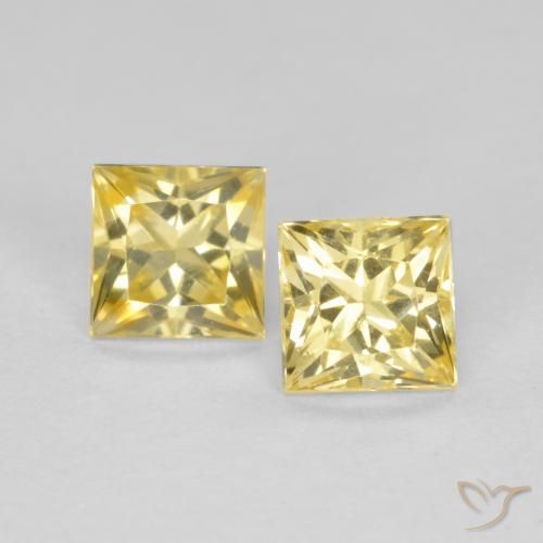 0.73ctw Natural Amarelo Toscana Safira, Quadrado, VS