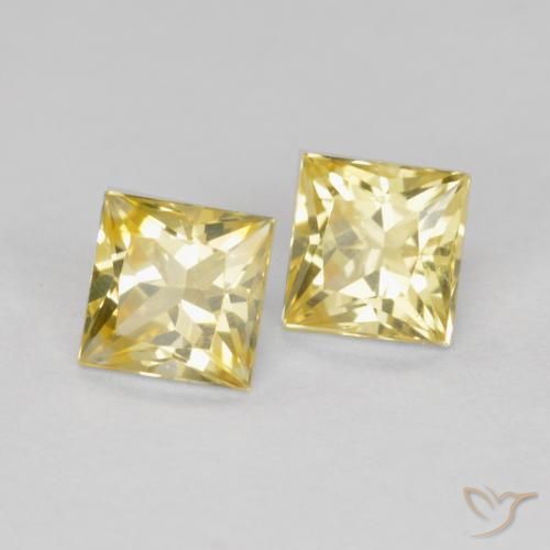 Pedras preciosas de Safira Amarelo Toscana natural de 0.73 ct, Quadrado, VS