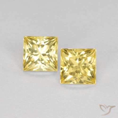 0.87ctw Natural Amarelo Toscana Safira, Quadrado, VS