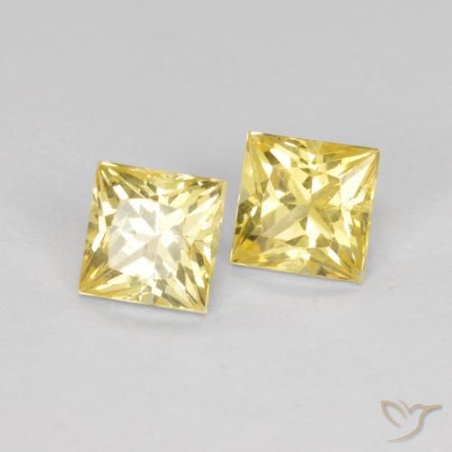 Pedras preciosas de Safira Amarelo Toscana natural de 0.87 ct, Quadrado, VS