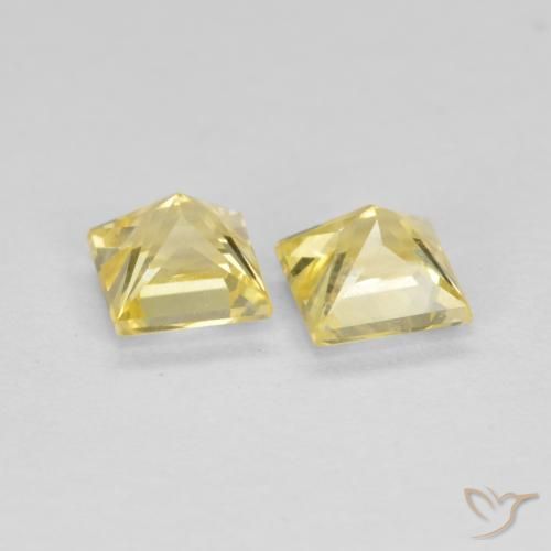 Pedras preciosas de Safira Amarelo Toscana natural de 0.87 ct, Quadrado, VS