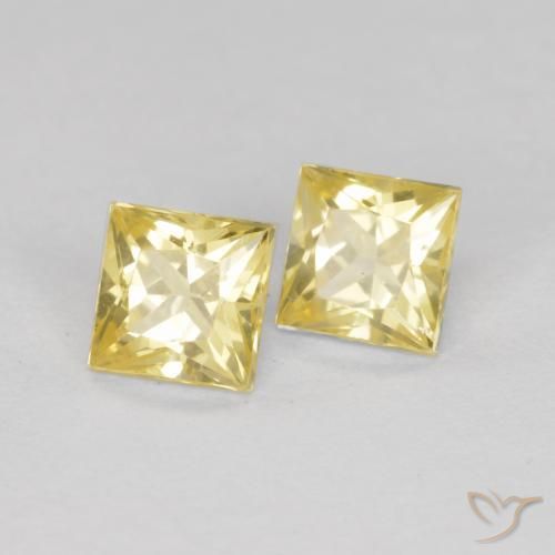 Pedras preciosas de Safira Amarelo Toscana natural de 0.63 ct, Quadrado, VS