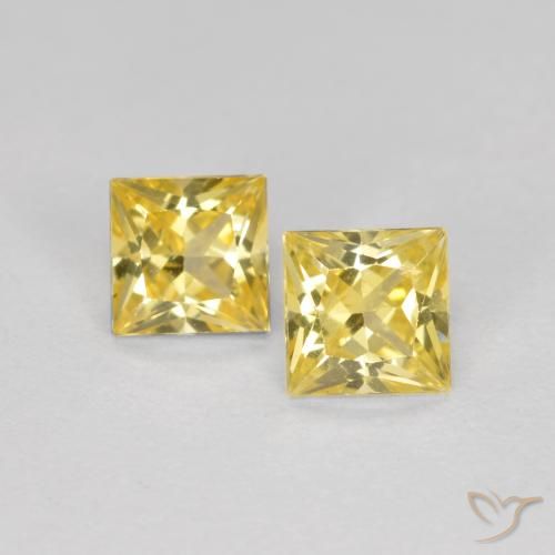 0.53ctw Natural Amarelo Toscana Safira, Quadrado, VS