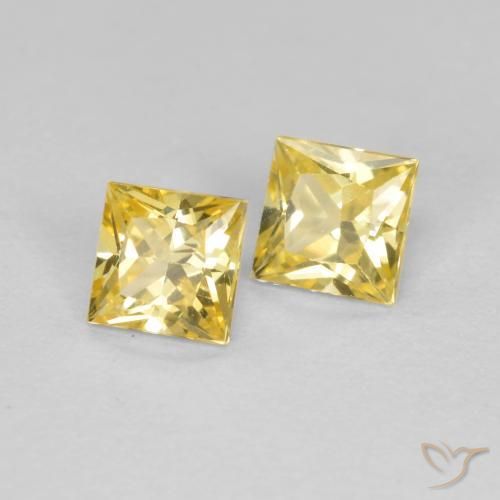 Pedras preciosas de Safira Amarelo Toscana natural de 0.53 ct, Quadrado, VS