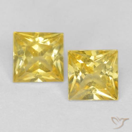 0.50ctw Natural Amarelo Toscana Safira, Quadrado, VS