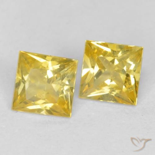 Pedras preciosas de Safira Amarelo Toscana natural de 0.50 ct, Quadrado, VS