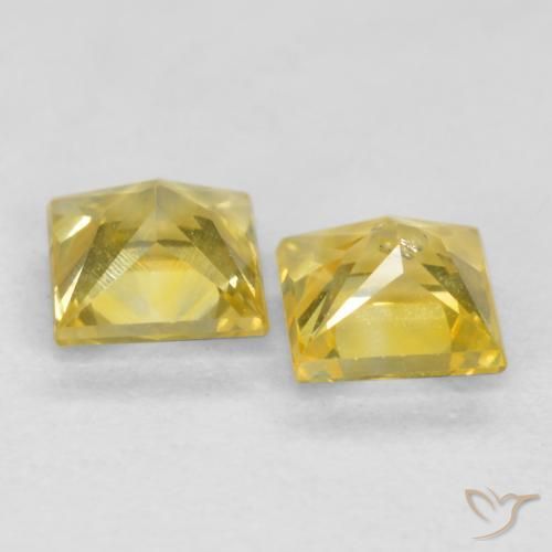 Pedras preciosas de Safira Amarelo Toscana natural de 0.50 ct, Quadrado, VS