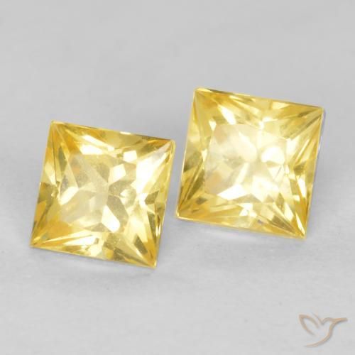 Pedras preciosas de Safira Amarelo Toscana natural de 0.65 ct, Quadrado, VS