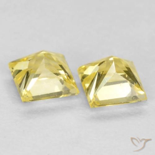 Pedras preciosas de Safira Amarelo Toscana natural de 0.54 ct, Quadrado, VS