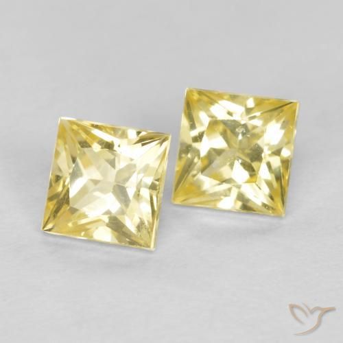 Pedras preciosas de Safira Amarelo Toscana natural de 0.51 ct, Quadrado, VS