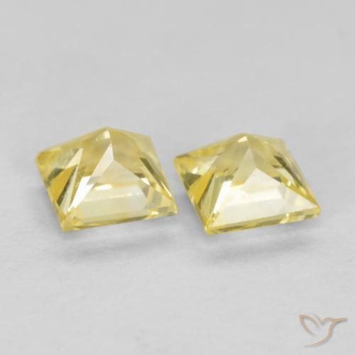 Pedras preciosas de Safira Amarelo Toscana natural de 0.51 ct, Quadrado, VS