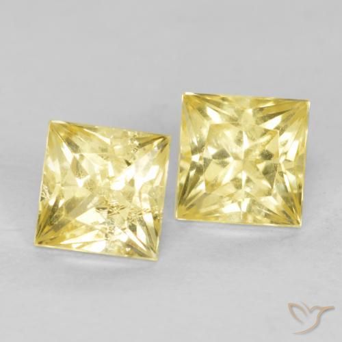 Pedras preciosas de Safira Amarelo claro médio natural de 0.70 ct, Quadrado, VS