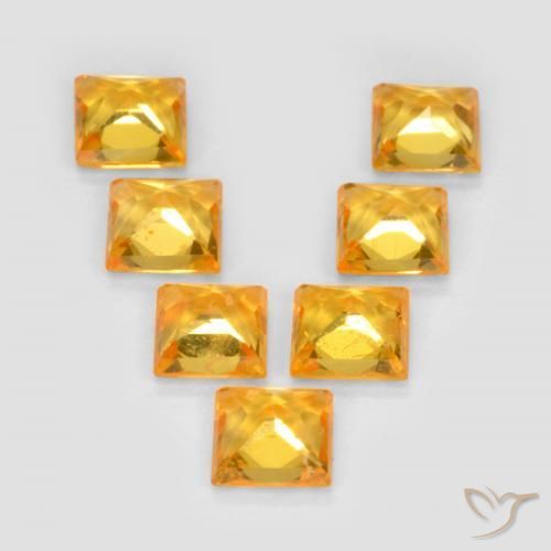 Pedras preciosas de Safira Laranja Dourada natural de 2.10 ct, Quadrado, VS
