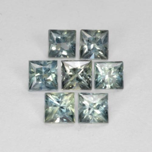 Pedras preciosas de Safira Azul-esverdeado natural de 1,05 ct, Quadrado, VS