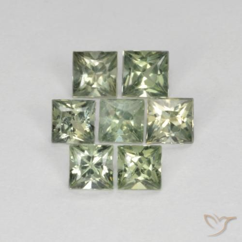 Pedras preciosas de Safira Verde Sábio Claro natural de 1.19 ct, Quadrado, VS