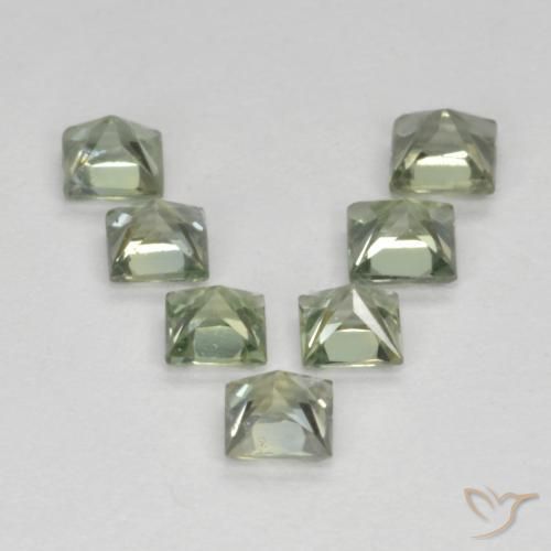Pedras preciosas de Safira Verde Sábio Claro natural de 1.19 ct, Quadrado, VS