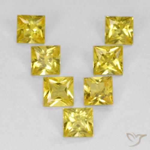 0.91ctw Natural Amarelo Safira, Quadrado, VS