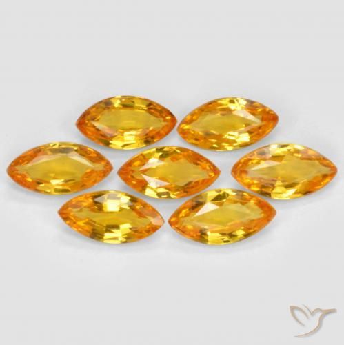 Pedras preciosas de Safira Laranja Profundo-Ouro natural de 1.23 ct, Marquesa, VS