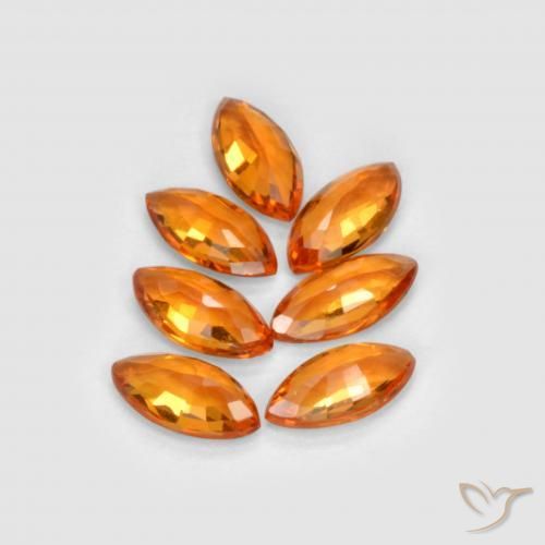 Pedras preciosas de Safira âmbar laranja natural de 1.15 ct, Marquesa, VS