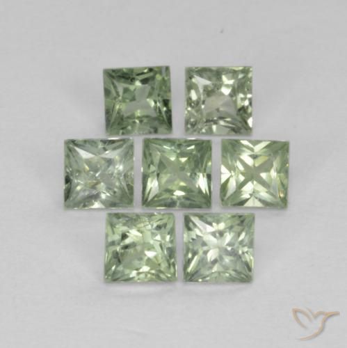 Pedras preciosas de Safira Verde Sábio Claro natural de 1.02 ct, Quadrado, VS