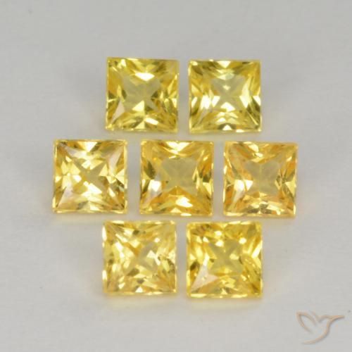 Pedras preciosas de Safira amarelo médio natural de 1.43 ct, Quadrado, VS