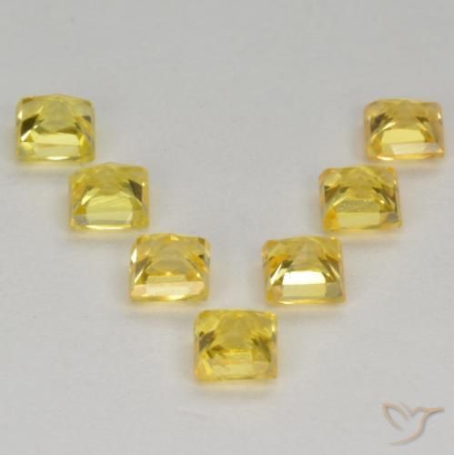 Pedras preciosas de Safira amarelo médio natural de 1.43 ct, Quadrado, VS