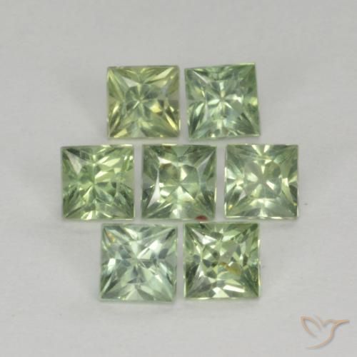 Pedras preciosas de Safira Verde Sábio Claro natural de 1.59 ct, Quadrado, VS