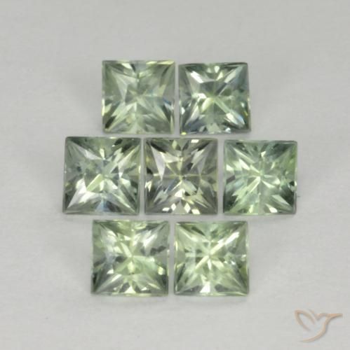 Pedras preciosas de Safira Luz verde natural de 1.15 ct, Quadrado, VS