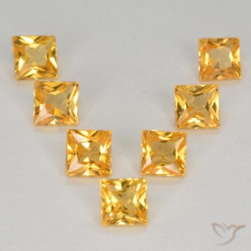 1.44ctw Natural Laranja Dourado Profundo Safira, Quadrado, VS