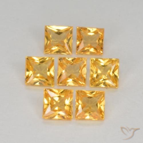 Pedras preciosas de Safira Laranja Dourado Profundo natural de 1.44 ct, Quadrado, VS