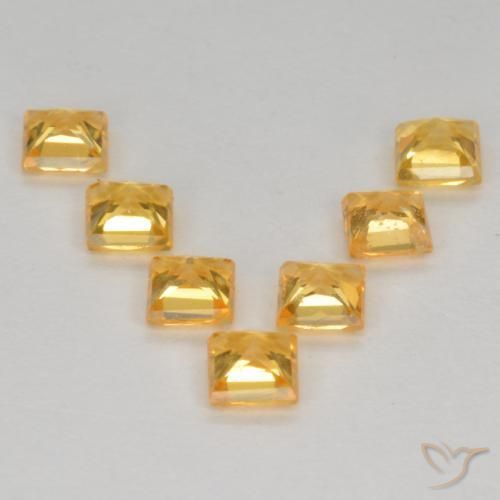 Pedras preciosas de Safira Laranja Dourado Profundo natural de 1.44 ct, Quadrado, VS