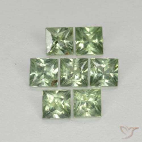 Pedras preciosas de Safira Luz verde natural de 1.40 ct, Quadrado, VS