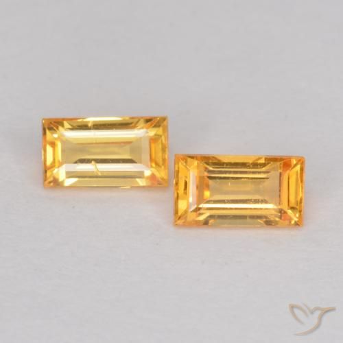 0.51ctw Natural Laranja Médio Safira, baguete, VS