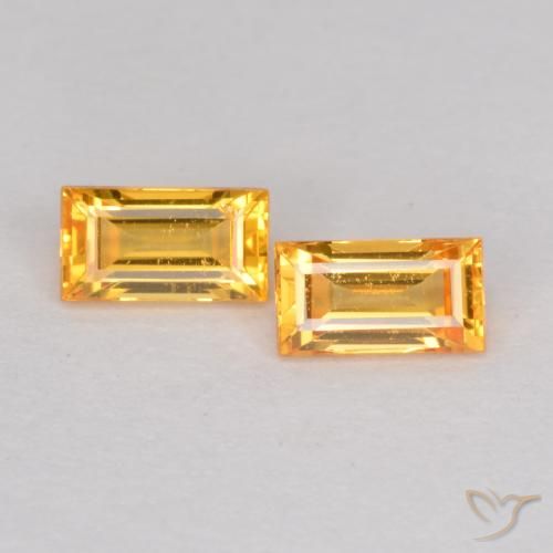 0.49ctw Natural Laranja-Ouro Safira, baguete, VS