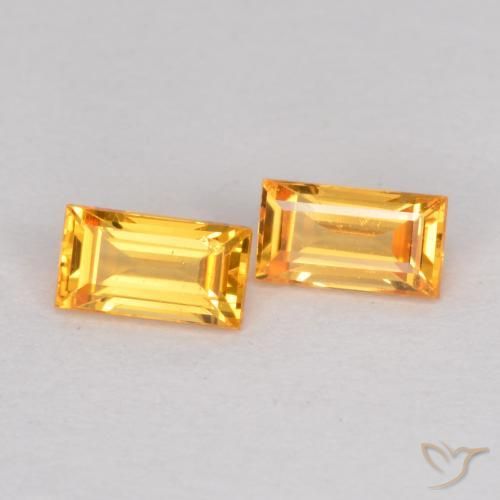 Pedras preciosas de Safira Laranja-Ouro natural de 0.49 ct, baguete, VS