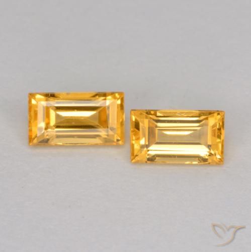 0.54ctw Natural Dourado Médio-escuro Safira, baguete, VS