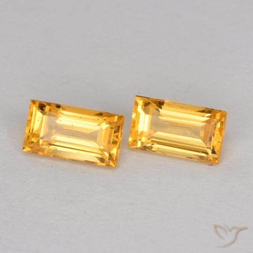 Pedras preciosas de Safira Dourado Médio-escuro natural de 0.54 ct, baguete, VS