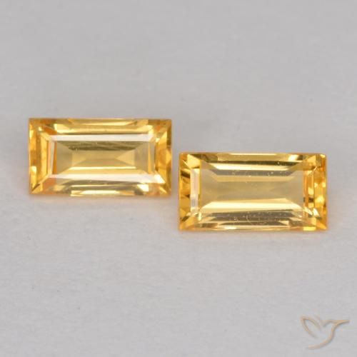 0.44ctw Natural ouro médio Safira, baguete, VS