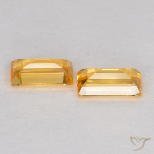 Pedras preciosas de Safira ouro médio natural de 0.44 ct, baguete, VS