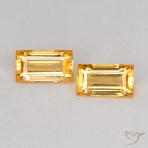 0.54ctw Natural Laranja-Ouro Safira, baguete, VS