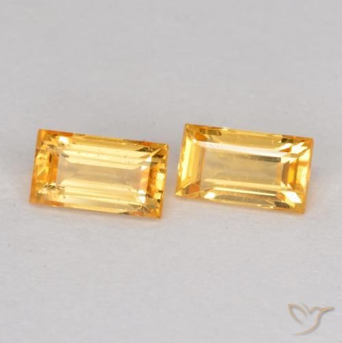 Pedras preciosas de Safira Laranja-Ouro natural de 0.54 ct, baguete, VS