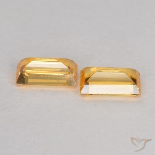 Pedras preciosas de Safira Laranja-Ouro natural de 0.54 ct, baguete, VS