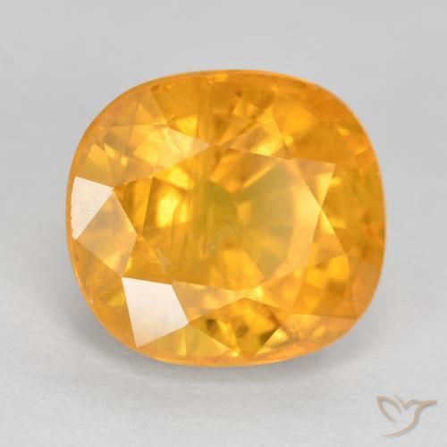 Safira Laranja Médio-Claro Natural 5.00ct, Almofada, VS-SI