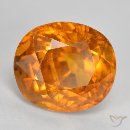 Safira âmbar laranja Natural 6.87ct, oval, VS-SI