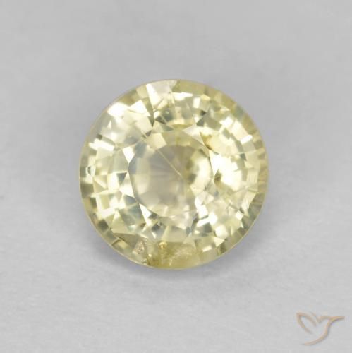 Safira Amarelo claro Natural 0.47ct, Redondo, VS