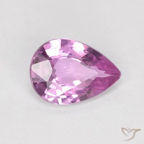 Safira Roxo Rosado Profundo Natural 0.62ct, Formato de pêra, VS
