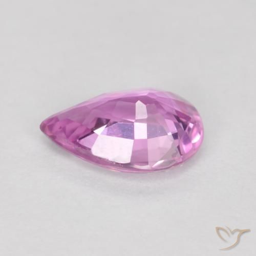Safira Roxo Rosado Profundo Natural 0.62ct, Formato de pêra, VS