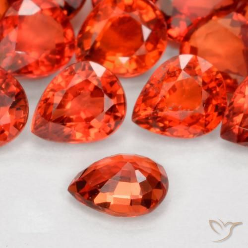 Safira vermelho médio Natural 0.42ct, Formato de pêra, VVS-VS