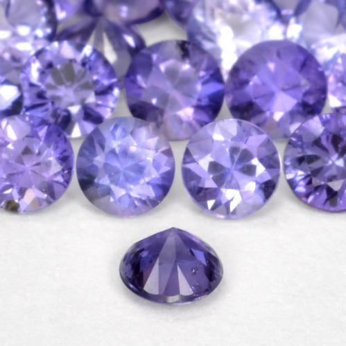 Safira Roxo profundo Natural 0.11ct, Redondo, VS
