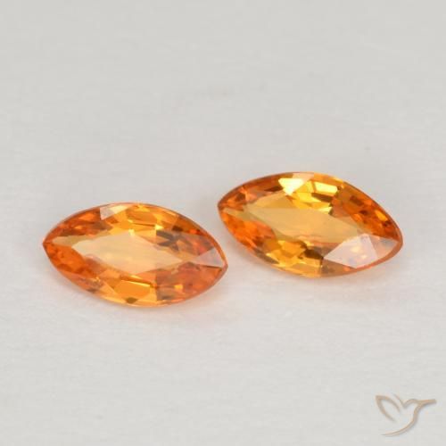 Pedras preciosas de Safira Laranja brilhante natural de 0.37 ct, Marquesa, VVS-VS